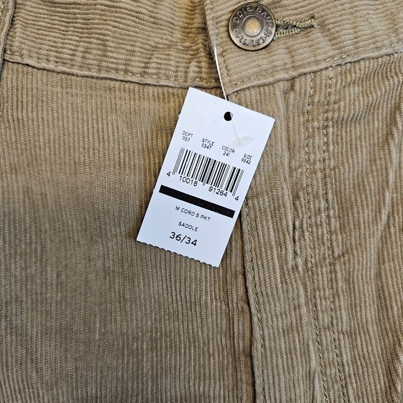 NWT Eddie Bauer Mens Corduroy Pants 5 Pocket Tan Straight Fit Size 36x34 - Picture 5 of 6